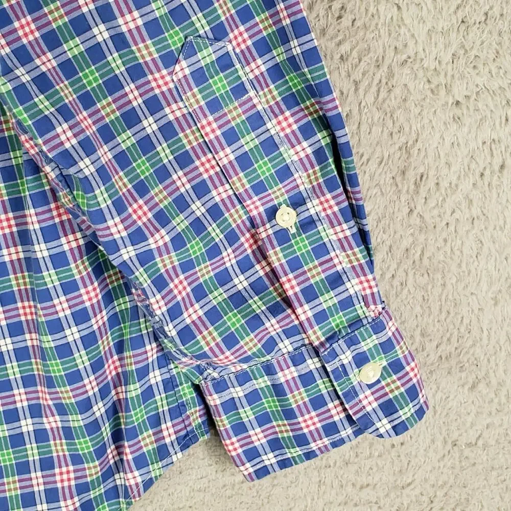 Polo Ralph Lauren Shirt Men's Medium M Blue Multicolor Plaid LS Button Down